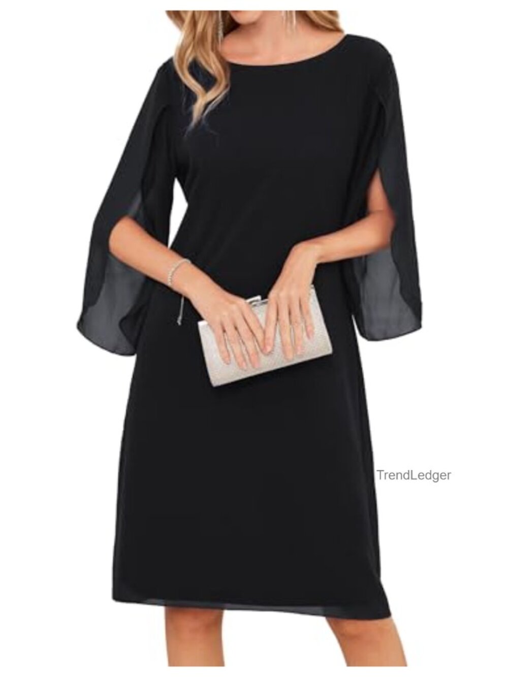 Womens Formal Wedding Guest Dress Chiffon Midi Cocktail Mother of Bride